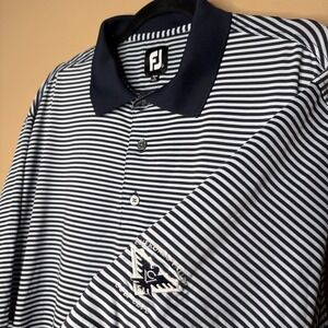 FJ FootJoy Mens Golf Polo Shirt Blue Stripe Size L Cherokee Valley Club